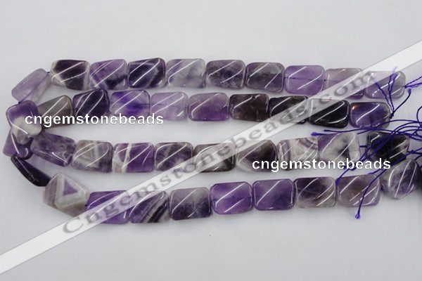 CTW372 15.5 inches 15*20mm twisted rectangle dogtooth amethyst beads