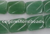 CTW373 15.5 inches 15*20mm twisted rectangle green aventurine beads