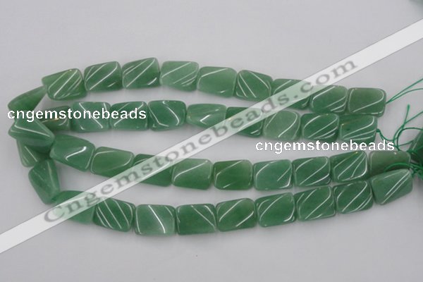 CTW373 15.5 inches 15*20mm twisted rectangle green aventurine beads