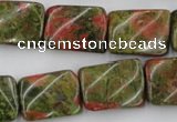 CTW374 15.5 inches 15*20mm twisted rectangle unakite gemstone beads