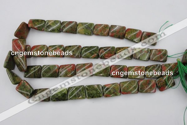 CTW374 15.5 inches 15*20mm twisted rectangle unakite gemstone beads