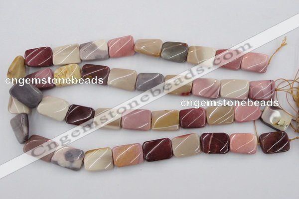 CTW375 15.5 inches 15*20mm twisted rectangle mookaite gemstone beads