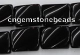 CTW377 15.5 inches 15*20mm twisted rectangle black agate beads