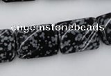 CTW379 15.5 inches 15*20mm twisted rectangle snowflake obsidian beads