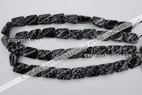 CTW379 15.5 inches 15*20mm twisted rectangle snowflake obsidian beads