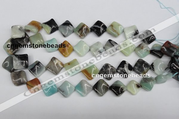 CTW38 15.5 inches 15*15mm twisted diamond amazonite beads