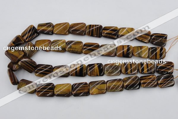 CTW380 15.5 inches 15*20mm twisted rectangle yellow tiger eye beads