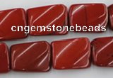 CTW382 15.5 inches 15*20mm twisted rectangle red jasper beads