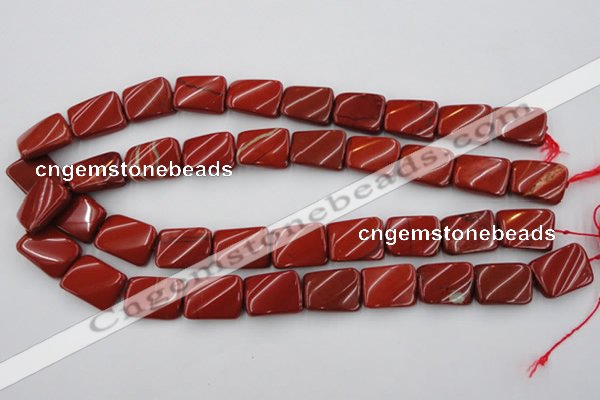 CTW382 15.5 inches 15*20mm twisted rectangle red jasper beads