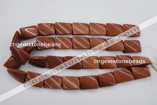 CTW390 15.5 inches 18*25mm twisted rectangle goldstone beads