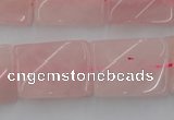 CTW391 15.5 inches 18*25mm twisted rectangle rose quartz beads