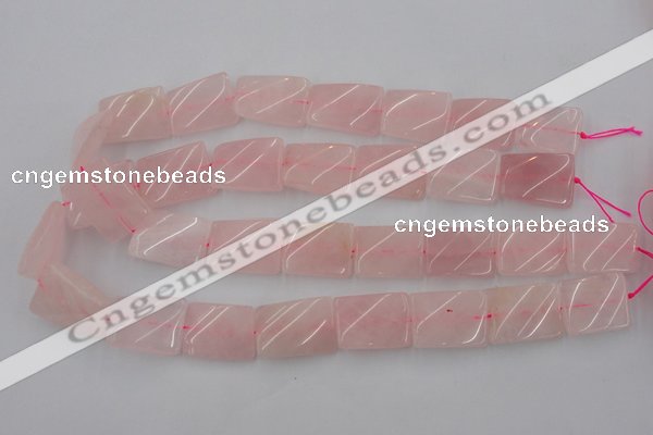 CTW391 15.5 inches 18*25mm twisted rectangle rose quartz beads