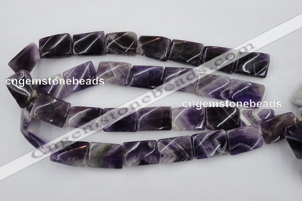 CTW392 15.5 inches 18*25mm twisted rectangle dogtooth amethyst beads