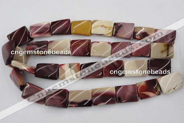 CTW393 15.5 inches 18*25mm twisted rectangle mookaite gemstone beads