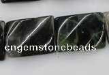 CTW395 15.5 inches 18*25mm twisted rectangle moss agate beads