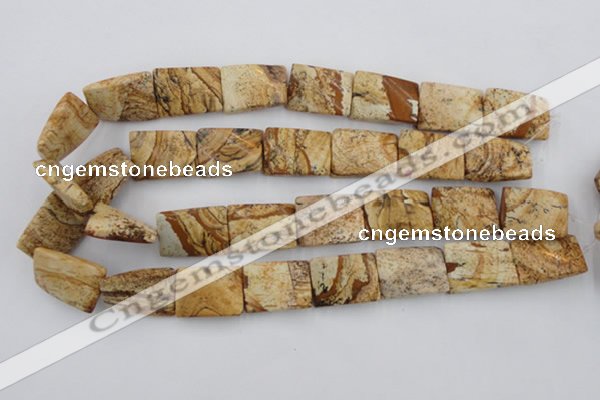 CTW396 15.5 inches 18*25mm twisted rectangle picture jasper beads