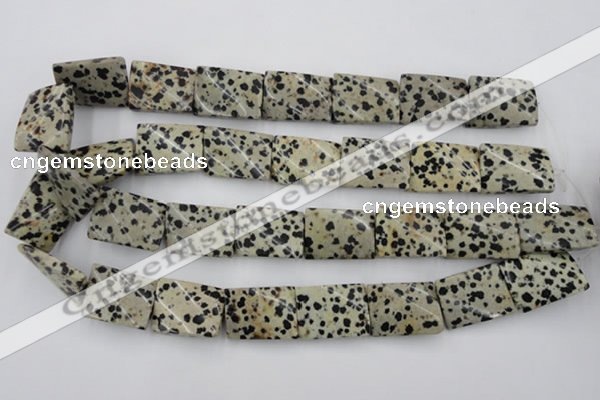 CTW397 15.5 inches 18*25mm twisted rectangle dalmatian jasper beads