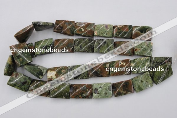 CTW398 15.5 inches 18*25mm twisted rectangle rhyolite gemstone beads