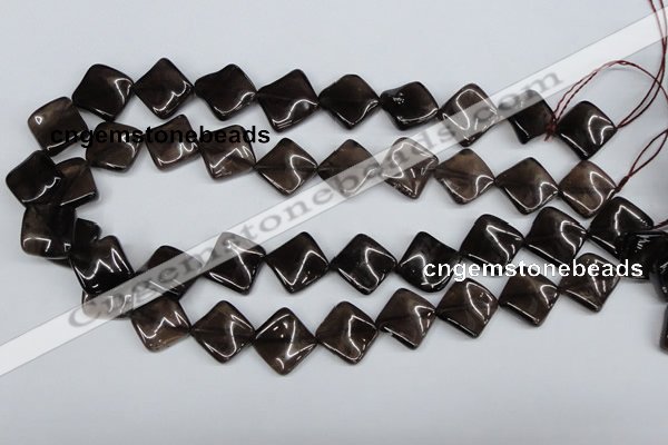 CTW42 15.5 inches 15*15mm twisted diamond smoky quartz beads