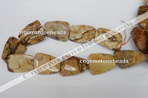 CTW425 15.5 inches 32*42mm faceted & twisted picture jasper beads