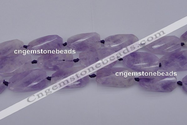 CTW452 20*38mm faceted & twisted rectangle lavender amethyst beads