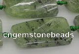 CTW454 20*38mm faceted & twisted rectangle green rutilated quartz beads