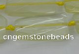 CTW455 20*38mm faceted & twisted rectangle lemon quartz beads