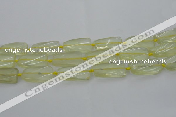 CTW455 20*38mm faceted & twisted rectangle lemon quartz beads