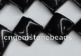 CTW46 15.5 inches 15*15mm twisted diamond black agate beads