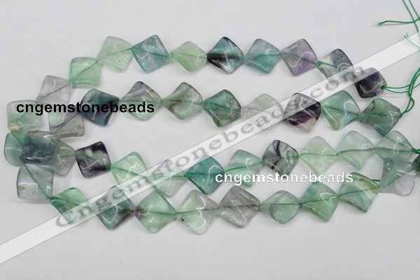 CTW47 15.5 inches 15*15mm twisted diamond fluorite beads