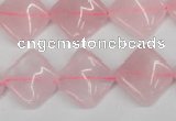 CTW48 15.5 inches 15*15mm twisted diamond rose quartz beads