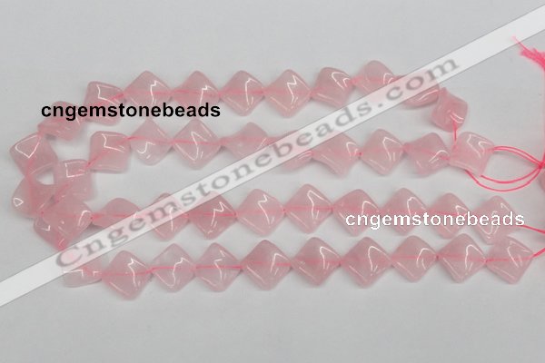 CTW48 15.5 inches 15*15mm twisted diamond rose quartz beads