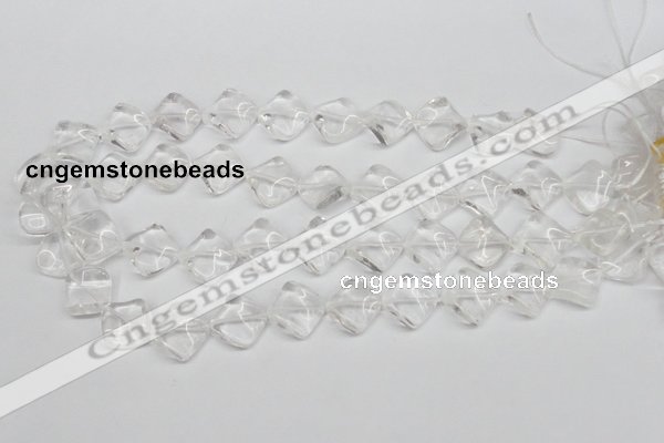 CTW49 15.5 inches 15*15mm twisted diamond white crystal beads