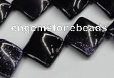 CTW50 15.5 inches 15*15mm twisted diamond blue goldstone beads