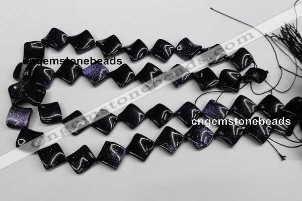 CTW50 15.5 inches 15*15mm twisted diamond blue goldstone beads