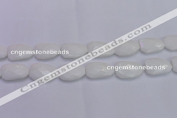 CTW507 15.5 inches 20*30mm faceted & twisted white porcelain beads