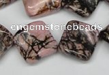 CTW51 15.5 inches 15*15mm twisted diamond rhodonite beads