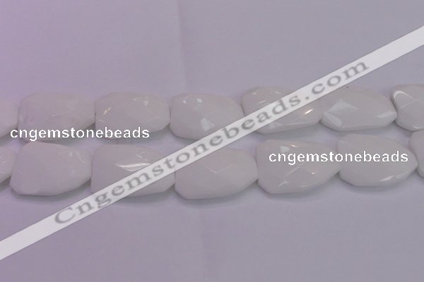 CTW515 15.5 inches 30*40mm faceted & twisted white porcelain beads