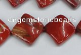 CTW52 15.5 inches 15*15mm twisted diamond red jasper beads