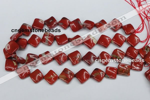 CTW52 15.5 inches 15*15mm twisted diamond red jasper beads