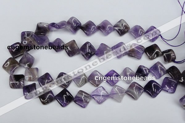 CTW56 15.5 inches 15*15mm twisted diamond amethyst gemstone beads