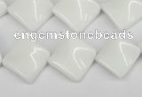 CTW57 15.5 inches 15*15mm twisted diamond white agate beads