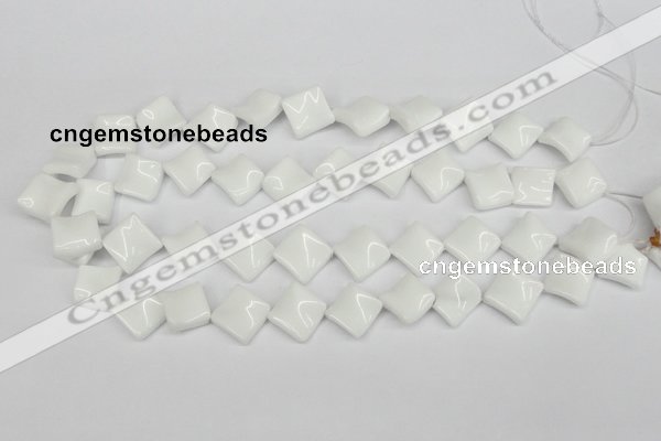 CTW57 15.5 inches 15*15mm twisted diamond white agate beads