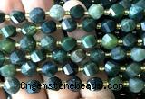 CTW578 15 inches 8mm faceted & twisted S-shaped moss agate beads