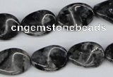 CTW64 15.5 inches 13*18mm twisted oval black labradorite beads