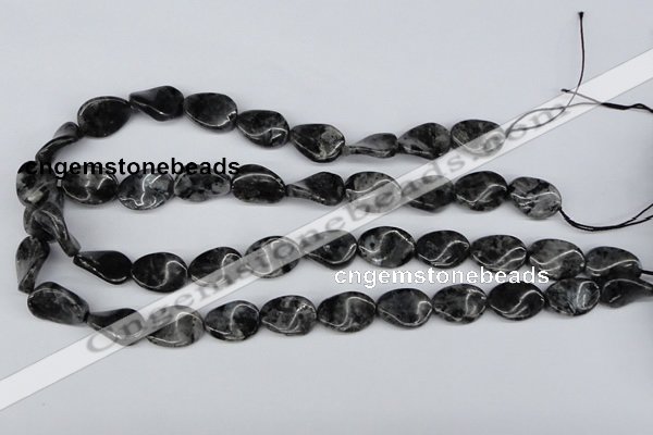 CTW64 15.5 inches 13*18mm twisted oval black labradorite beads