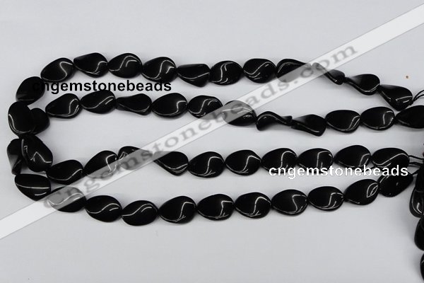 CTW66 15.5 inches 13*18mm twisted oval black agate beads