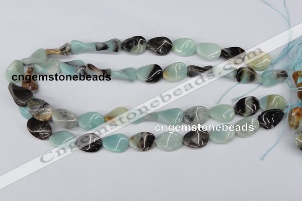 CTW67 15.5 inches 15*20mm twisted oval amazonite gemstone beads