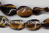 CTW69 15.5 inches 15*20mm twisted oval yellow tiger eye beads