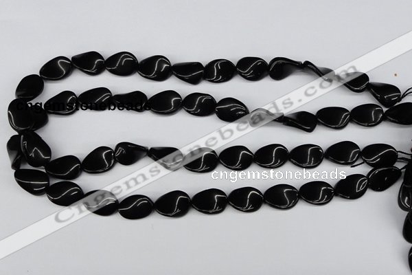 CTW70 15.5 inches 15*20mm twisted oval black agate gemstone beads